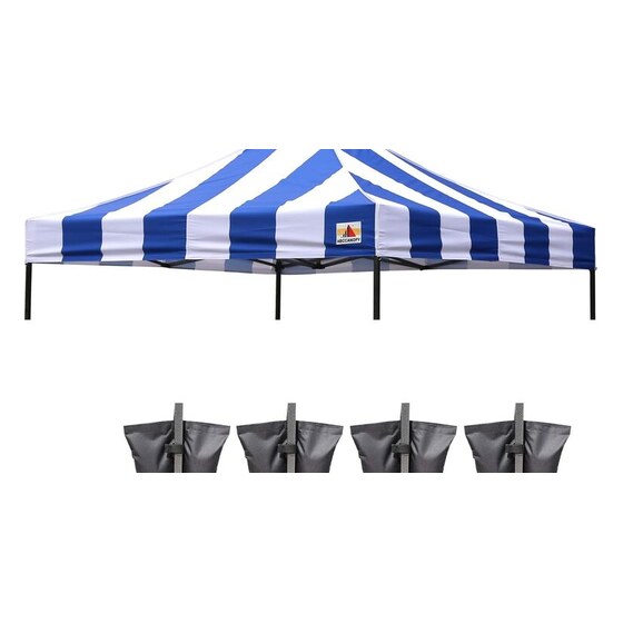 10′ X 10′ | Commercial Pop Up | Blue Stripe | Rental