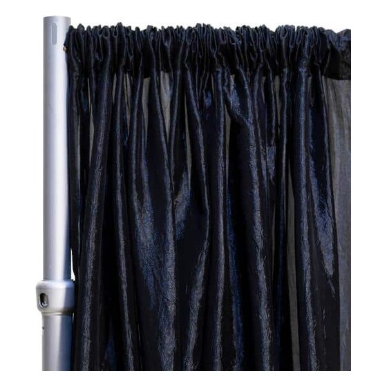 *fr* Crushed Taffeta Drape Panel by Eastern Mills 9 1/2 Ft Wide W/ 4″ Sewn Rod Pocket – Black | Rental