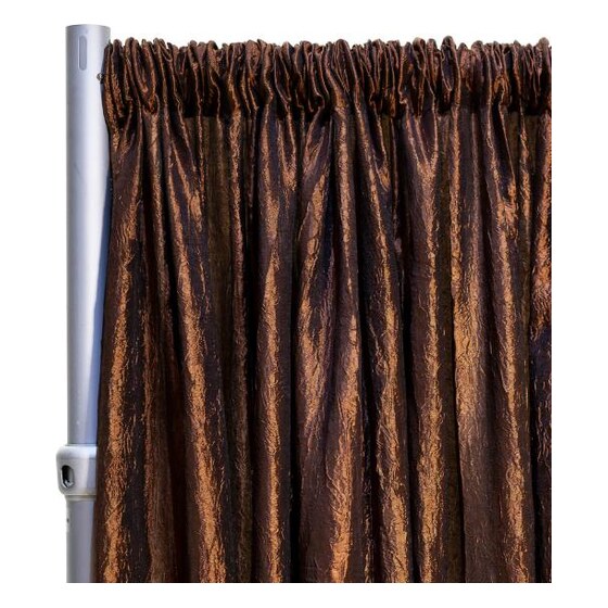*fr* Crushed Taffeta Drape Panel by Eastern Mills 9 1/2 Ft Wide W/ 4″ Sewn Rod Pocket – Brown | Rental
