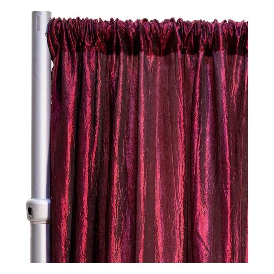 *fr* Crushed Taffeta Drape Panel by Eastern Mills 9 1/2 Ft Wide W/ 4″ Sewn Rod Pocket – Burgundy | Rental