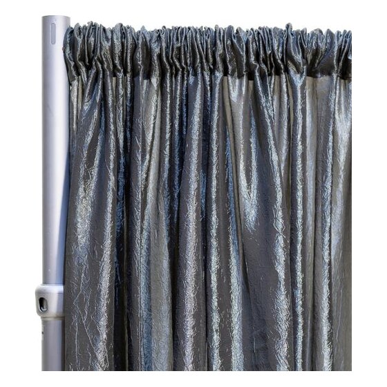 *fr* Crushed Taffeta Drape Panel by Eastern Mills 9 1/2 Ft Wide W/ 4″ Sewn Rod Pocket – Charcoal | Rental