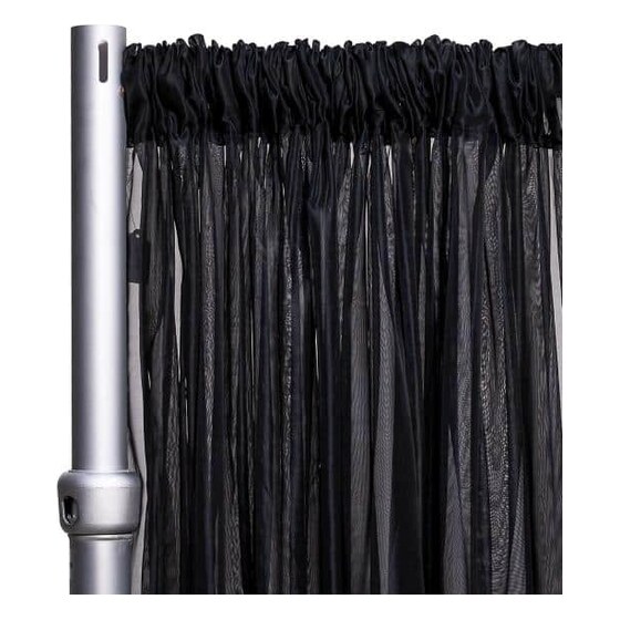 *fr* 10ft Wide Sheer Voile Curtain Panel by Eastern Mills W/ 4″ Pockets – Black | Rental