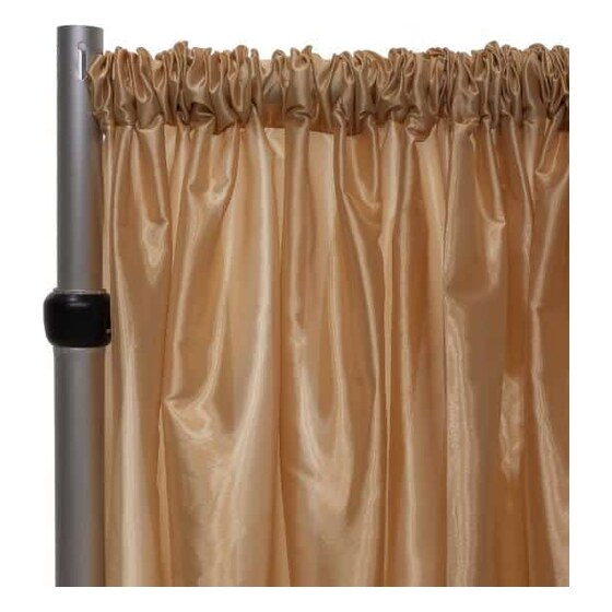 *fr* Crushed Taffeta Drape Panel by Eastern Mills 9 1/2 Ft Wide W/ 4″ Sewn Rod Pocket – Champagne | Rental