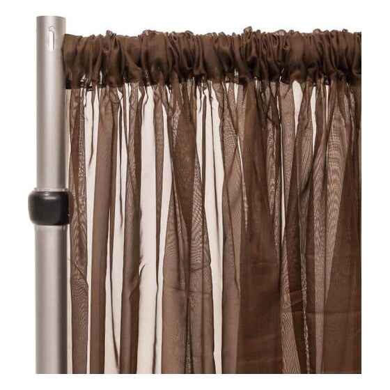 *fr* 10ft Wide Sheer Voile Curtain Panel by Eastern Mills W/ 4″ Pockets – Dark Brown | Rental