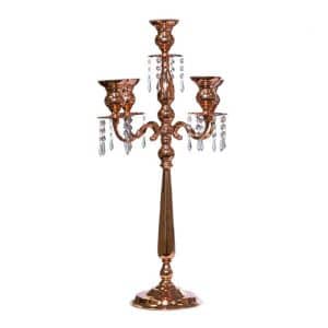 The Cleopatra - 30" 4-arm Candelabra W/ Collapsing Arms! - Rose Gold - by Decostar™ | Rental
