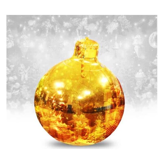 Gold Giant Inflatable Christmas Ornament – Maxorb™ Holiday Event Decor – Commercial Installation Sizes | Rental