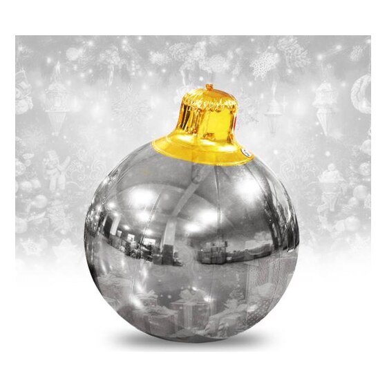 Silver Giant Inflatable Christmas Ornament – Maxorb™ Holiday Event Decor – Commercial Installation Sizes | Rental
