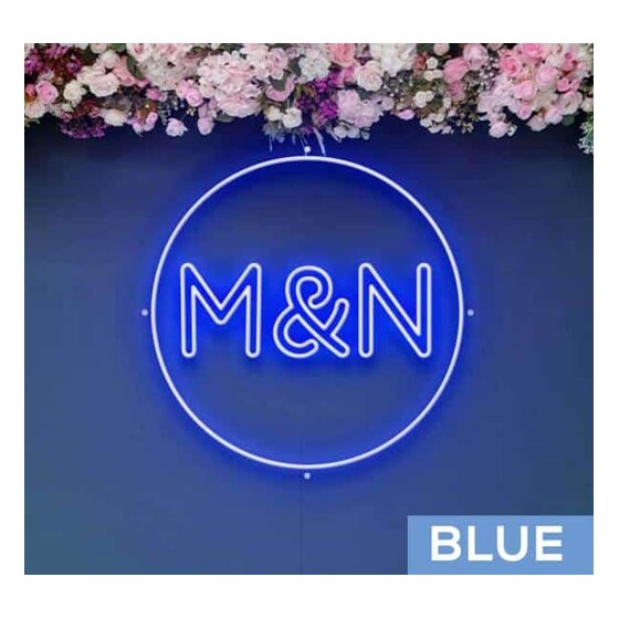 Custom Neon Sign Your Initials in Monogram Circle – Choose Your Size and Color! | Rental
