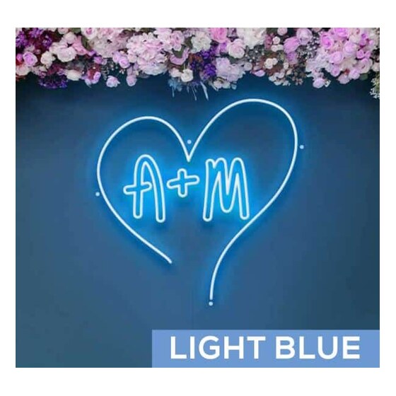 Custom Neon Sign Your Initials in Monogram Heart – Choose Your Size and Color! | Rental
