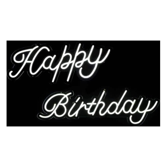 “happy Birthday” Neon Light Sign With Hanging Chain 32″ | Rental
