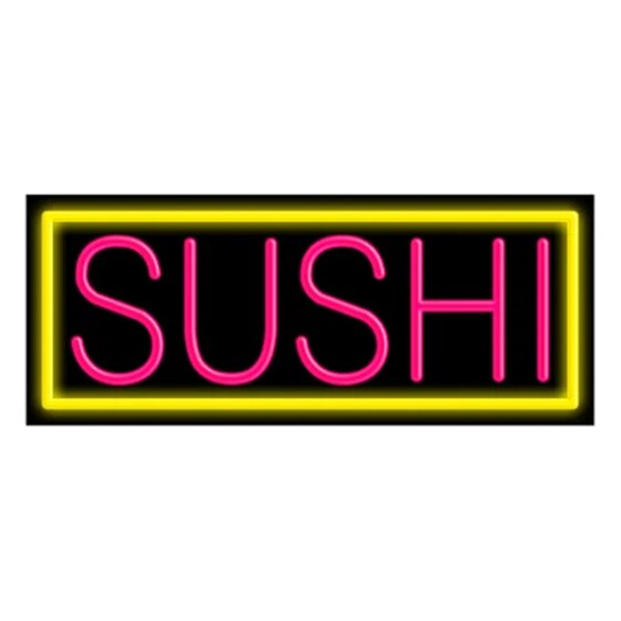 Arter Neon 10130 Sushi Red/pink & Yellow Border Glass Neon Sign 32″ X 13″ | Rental