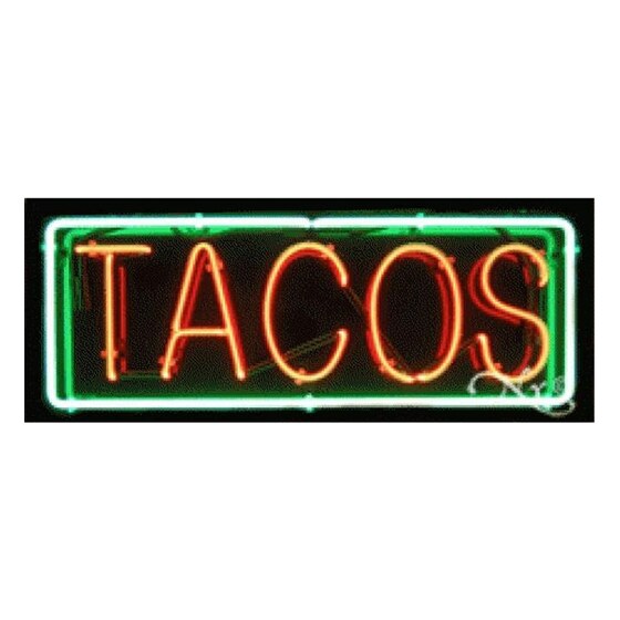 Arter Neon 10131 “tacos” Led Business Neon Sign – Red With Green Border | Rental