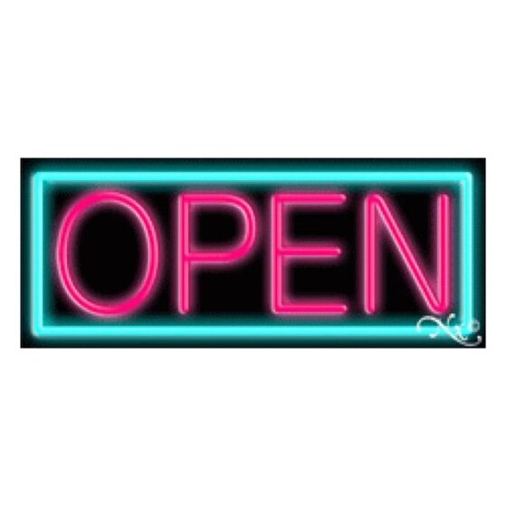Arter Neon Sign Ns12113-ap “open” Neon Sign (aqua/pink) | Rental