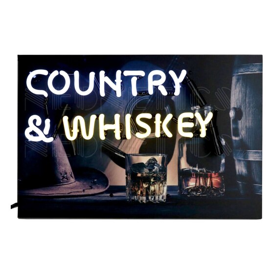 Country & Whiskey Neon Sign | Rental