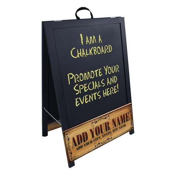 “add Your Name” A-frame Sidewalk Chalkboard Sign – Double Sided – Wood Finish Options – Design 1 | Rental