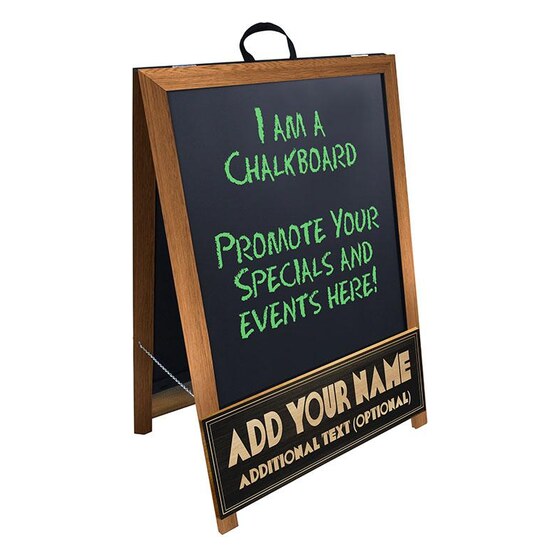“add Your Name” A-frame Sidewalk Chalkboard Sign – Double Sided – Wood Finish Options – Design 3 | Rental