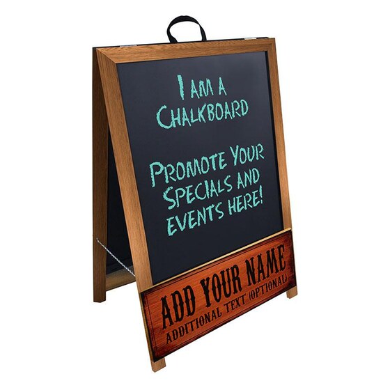 “add Your Name” A-frame Sidewalk Chalkboard Sign – Double Sided – Wood Finish Options – Design 2 | Rental