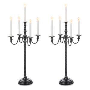 Candeldo 28 Inches Black Floor Candelabra Halloween Decorations Set of 2 | Gothic Tall Candle Holder, 5 Arm Metal Candlestick Stand, for Fireplace, Table Centerpiece, Victorian Decor : Home & Kitchen | Rental