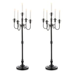 Candeldo 48 Inches Black Floor Candelabra Halloween Decorations Set of 2 | Gothic Tall Candle Holder, 5 Arm Metal Candlestick Stand, for Fireplace, Mantle, Victorian Home Decor : Home & Kitchen | Rental